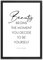 ARTFAVES® Poster - Beauty begins the moment you decide to be yourself | Wanddeko Wandbild Spruch Coco Fashion Mode | mit Rahmen Schwarz | 30 x 40 cm