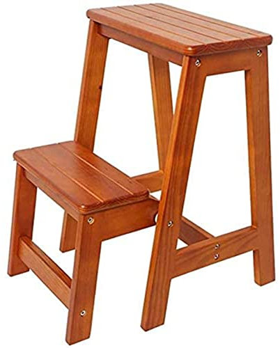 OZBME Escabeau Pliant en Bois Massif (Marron) (Marron)