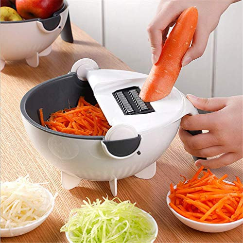 7 in 1 Gemüseschneider Schäler Mixer Manueller Zerkleinerer mit Obstschäler Zubehör