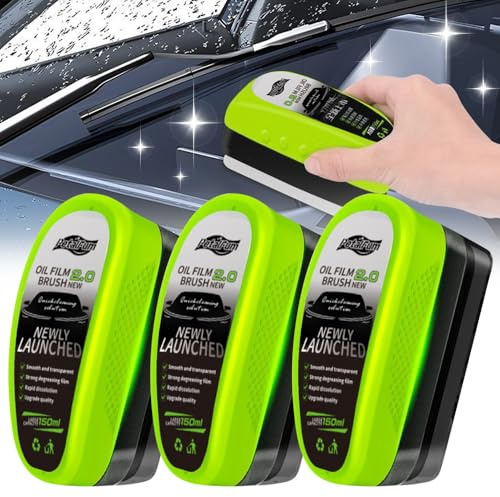 Mineup 3PCS Clear Vision Car Glass Cleaner, 150ML Automotive Oil Film Cleaning Brush, Car Window Cleaner for Windshield,Prevents Rain and Fog Cleaning Brush, Easily Restore Glass Clarity for Car