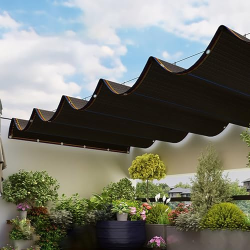 Sonnenschutznetz Atmungsaktiv Schwarz für Gartenpflanzen, Sichtschutz Mesh, UV-beständig Sonnenschutz mit Ösen (12x11m/39.3x36ft) - Ideal für den Außenbereich