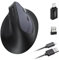 Souris sans fil ergonomique 3 modes [Bluetooth 5.2, 2,4 G, filaire] Souris verticale sans fil rechargeable 1200/1600/2400/3200/6400/9600 DPI, batterie rechargeable, 6 boutons, PC/Mac gris