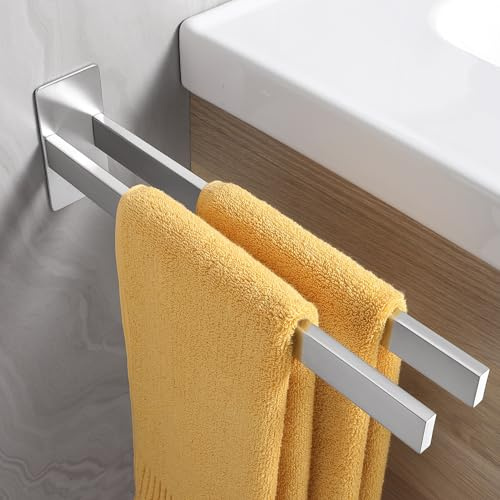 ALOCEO Handtuchhalter ohne Bohren Silber, Handtuchhalter Doppelt aus Edelstahl 304 für Bad und Küche