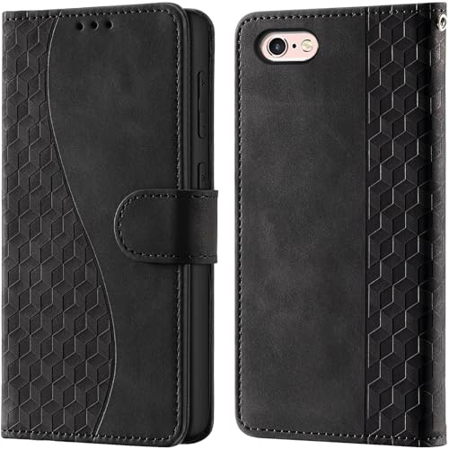 Wallet Flip Case for iPhone 6 / iPhone 6s Leather Black | RFID Blocking, 3 Card Slots & 1 Cash Pocket, Magnetic Closure, Kickstand, PU Leather Flip Cover for iPhone 6 / 6s