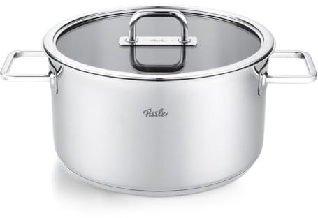 Fissler Viseo Pro/Kochtopf 24 cm mit Glasdeckel – Edelstahl Made in Germany, Superthermic Boden, Messskala, ideal für große Portionen & Suppen, Induktion