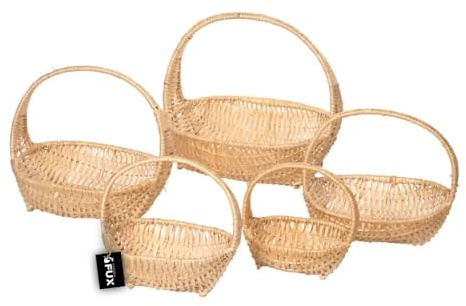 Geschenkkorb Set Weide hell geflochten Henkelkörbe 5er Pack Präsentkörbe