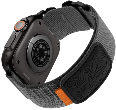 Bandletic Nylon Loop Armband Kompatibel mit Apple Watch Ultra 3/2/1 Armband | Sport Weiches Band für iWatch Ultra 49mm, Series 11/10 46mm, 9/8/7 45mm, SE3/SE/6/5/4 44mm, 3/2/1 42mm, für Herren Damen Grau