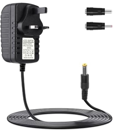 Vmoomax AC to DC 24V 1.5A Power Supply Adapter with 2 UK Plug, Center Positive Charger with 5.5mm X 2.1mm Connector and Selectable 5.5mm X 2.5mm, 3.5mm X 1.35mm Tips for 24V Compatible Devices