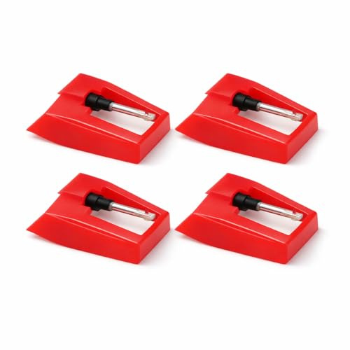 MIMOX Pack of 4 Needle for Turntable Record Player Nadel Plattenspielernadeln Tonabnehmer Plattenspieler Plattenspieler Stift Plattenspieler Nadel Ersatzzubehör für Schallplattenspieler (Rot)