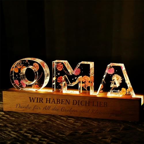 ZJZG Acrylglas Nachtlicht als Geschenk für Oma zum Geburtstag
