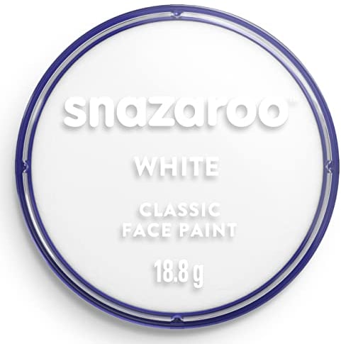 Snazaroo - Pintura facial y corporal, 18 ml, color blanco, profesional a base de agua, pastilla de aquacolor individual para adultos, niños y efectos especiales