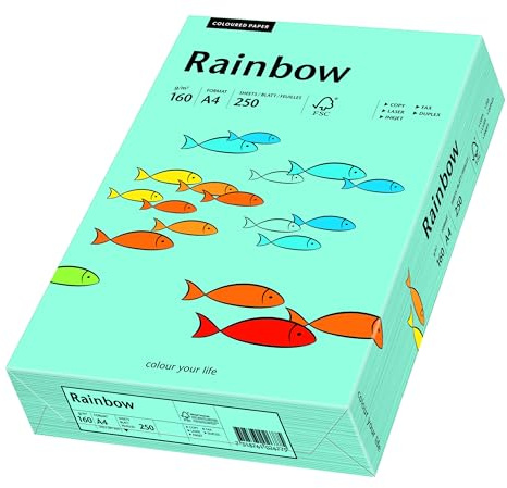 Papyrus 88042725 Drucker-/Kopierpapier farbig, Bastelpapier: Rainbow 160 g/m², A4, 250 Blatt Buntpapier, mittelblau