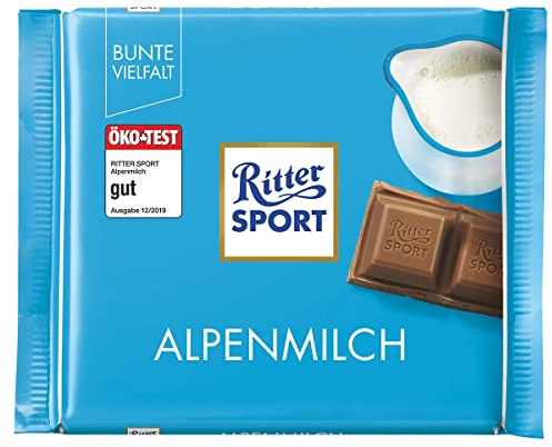 RITTER SPORT Alpenmilch-Schokolade 30%, 5er Set (5 x 100g Tafeln)