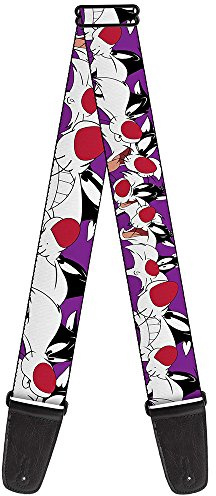 Buckle-Down GS-WLTSV003 Guitar Strap - Sylvester the Cat Expressions Purple
