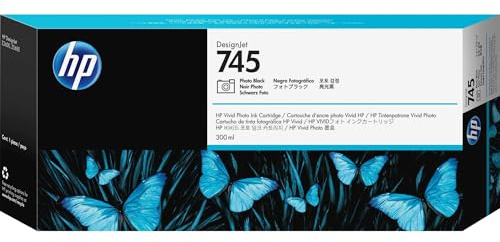 HP 745 Fotoschwarz, Original Druckerpatrone | Tinte für DesignJet Z2600, Z5600, 300 ml (F9K04A)