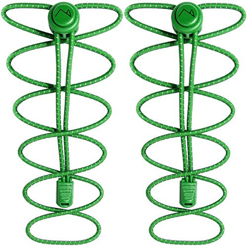 CampTeck U6604 No Tie Lacci, Lacci Elastici per Scarpe con Sistema Autobloccanti - Verde - 1 Paio