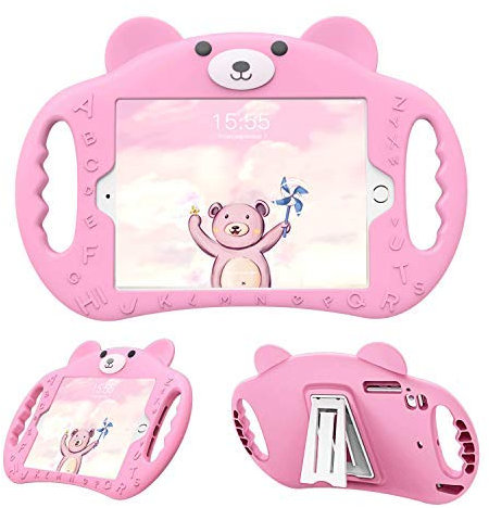 PZOZ iPad Mini Case Kids Shock Proof Handle Stand Cover for Apple 7.9 Inch Mini 1/2/3/4 Generation Tablet ShockProof 1st/2nd/3rd/4th Gen for Boys and Girls Children (Pink)