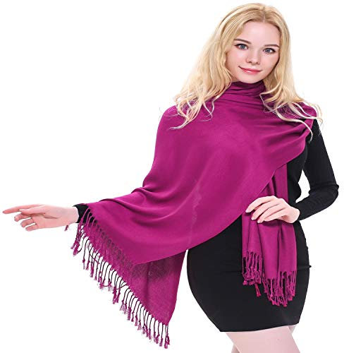 CJ Apparel Damen Hand Made Nepalese Tassels Shawl Pashmina-Schal, Violett-Fuchsia Purple, Einheitsgröße