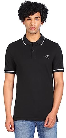 Calvin Klein Jeans Men Polo Shirt Short Sleeve, Black (Ck Black), XL