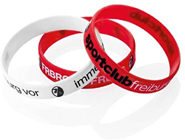 SC Freiburg Armband 3er Set rot weiß Silikon Band wristband - Plus Lesezeichen Wir lieben Fußball
