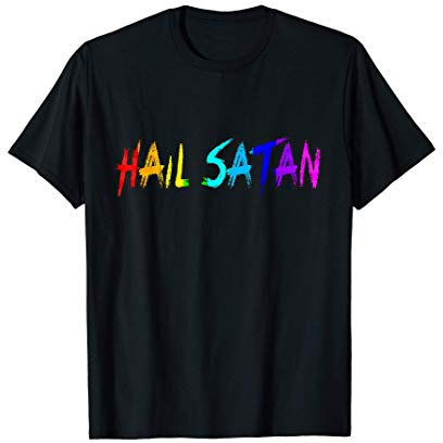 Satan loves me Hail Satan Regenbogen Teufel 666 Spruch T-Shirt