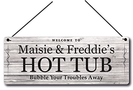 Maggie-mais Personalised Hot Tub Sign Metal Plaque Gifts, Bar,Garden,