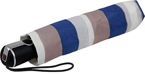 Knirps Regenschirm Damen Taschenschirm Large Duomatic Stripe (Stripe Blue)