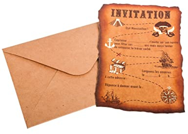 Artifetes 8 Einladungskarten und Umschläge, Pirat, 10 x 15 cm