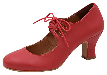 PASARELA - Zapatos de Baile Flamenco Napa Soft con Cordones para Mujer Sintético