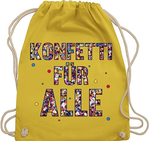 Shirtracer Turnbeutel Rucksack - Karneval & Fasching - Taschen - Konfetti für Alle I - Unisize - Gelb - beutel köln karnevalsbeutel faschings karnevalsmotiv stoffbeutel kamelle tasche karnevalstasche
