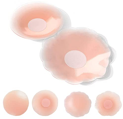 Spolife Cache-tétons fins en silicone invisible pour femme - Réutilisables - Adhésifs, Lot de 4, 9*9*2 cm