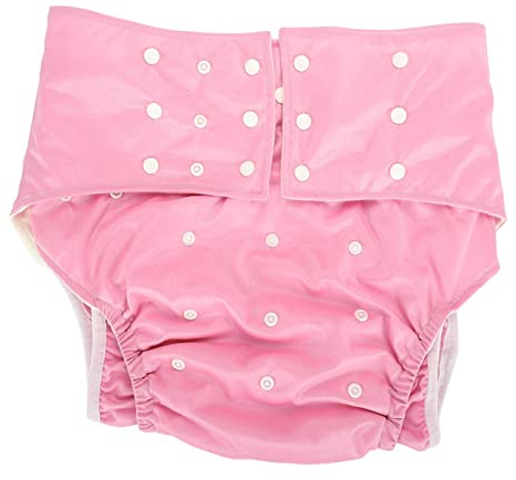 Waschbare Windel für Erwachsene, Windel für Erwachsene, für Inkontinenzpflege, Waschbare, Verstellbare, Auslaufsichere Taschenwindelabdeckung, Leicht zu Trocknende Stoffwindel,(Rosa)