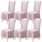 Qubjus Stuhlabdeckungen für Esszimmer Satz von 6 Stretch Stuhl Slipcover mit Rock abnehmbar waschbar Küche Stuhl Protector Cover Set für Haus, Party, Hochzeit(Rosa, 6Stück)