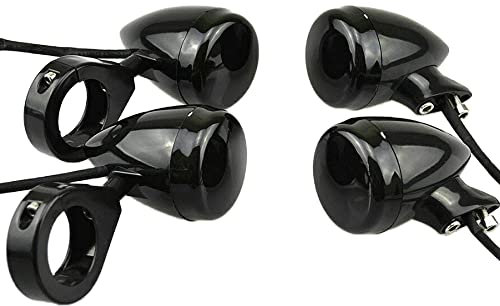 Riloer 4 pièces moto avant arrière fourche pince LED clignotants pour ha-rle-y boîtier noir 41mm voyants de remplacement