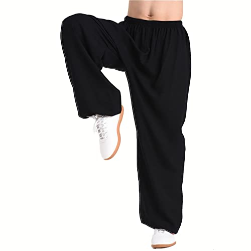 VIRACIN Tai Chi and Kung Fu Martial Arts Pants for Men Women - Yoga Lantern Jogging Style, Black-M