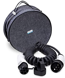 Cavo di ricarica per veicoli elettrici - FX4POWER Charging cable Tipo 2 (32A Trifase (Con Borsa), 5 Metri Spirale)