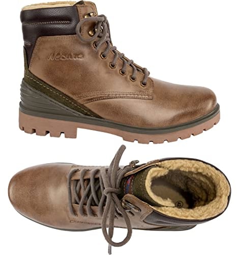 Nebulus Herren Winterstiefel NORDAS, warme Stiefel mit Merinowolle, Lederstiefel, hellbraun, Größe 46