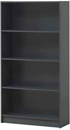 Timber Art Design UK 4 Tier Bookcase Open Ladder Shelf Retro Contemporary Organizer Display Shelving Unit for Modern Living Room, Office Space, Study Room Furniture, Dark Grey - W80 x H150 x D30cm