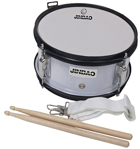 ROCKSTAR - Tambor Caja de Madera Afinable para jóvenes músicos Jinbao L1005WH incluye Correa y Baquetas, Instrumento Musical para Banda Infantil