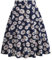 Odizli Rock Damen Knielang Rockabilly Elegant A Linie Skirt Petticoat Röcke Tellerrock Faltenrock Vintage Gepunktet Blume Swing 50er Jahre Retro Trachtenrock Festlich Sommerrock Dunkelblau Daisy S