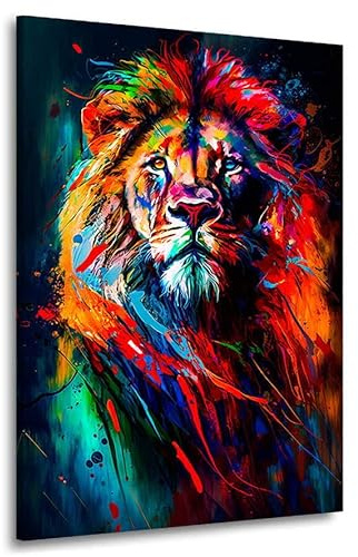Kunstgestalten24 Leinwandbild Löwe Abstrakt Tier Bild Kunstdruck Raum Wand Dekoration