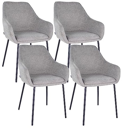 Kick Collection 4er Set Esszimmerstühl Guus - Dunkelgrau - Modern und Hochwertig - Strukturierter Stoff en Metall - Erhältlich in vielen Farben