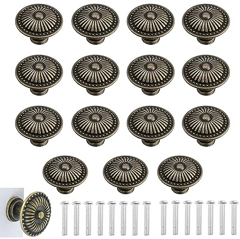 12 Piezas Tiradores de Armario Vintage Bronce, Retro Tirador para Cajón, Tiradores Vintage Bronce, Retro Tirador para Cajón, Pomo de Armario Vintage, Con Tornillos, para Puertas, Armarios de Cocina