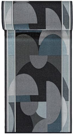 Mazovia rutschfest Teppich Läufer Flur - Modern Muster Teppichläufer - Kurzflor Flurläufer für Vorzimmer, Schlafzimmer, Küche - ÖKO-TEX Zertifiziert - Grau 80 x 125 cm