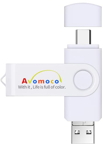 Avomoco Clé de sauvegarde 3 en 1 pour photos de téléphones portables avec port USB C et micro port 128 Go compatible avec iPhone 15, 15 Pro, Promax et Samsung, LG, Google, Hua Wei, Moto, One Plus,