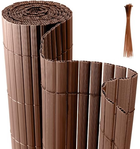 Yakimz PVC Sichtschutzmatte Sichtschutzzaun, Wetterfest Sichtschutz Windschutz, 3-Gewicht-Verstärkung, Privatsphäre für Garten, Balkon, Swimming Pools, Terrasse, mit Krawatten (160 x 1000 cm, Braun)