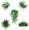 3D Stickers Muraux Plantes Vertes Set - 5 Pièces 3D Autocollant Mural Plantes Vertes, Sticker Mural Plante pour Salon Chambre Cuisine