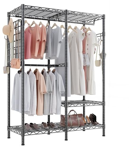 HOKEEPER Kleiderständer 498kg Schwerlast | Kleiderschrank, zum Aufhängen von Kleidung, 4 Rollen, 2 feststellbar, einfache Montage, langlebig