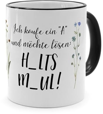 printplanet® - Tasse mit Spruch „Halts Maul“ - Sprüchetasse, Kaffeebecher, Kaffeetasse mit Spruch - Farbe Schwarz