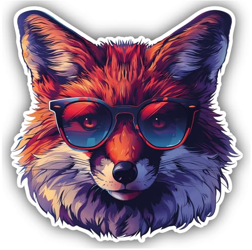 Samunshi® Cooler Fuchs mit Sonnenbrille Aufkleber Car Decal Sticker für Mofa Fahrrad Roller oder Auto Sticker Fahrrad Mtb Mountainbike Rennrad Comic Cartoon Retro Drip Sticker 15x15cm